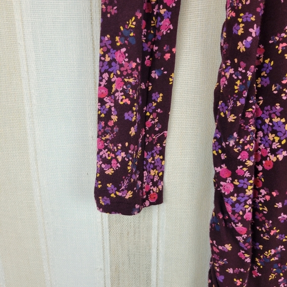 Gap Maternity Floral Soft Stretch Jersey Knit Dress Size Extra Small Maroon Pink - Picture 2 of 9